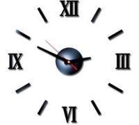 Nombres 3D Diy Romain Mur Acrylique Miroir Autocollant Horloge Décoration Intérieure Stickers Mural Noir PL612