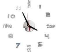 Nombres 3D Diy Romain Mur Acrylique Miroir Autocollant Horloge Décoration Intérieure Stickers Mural Argent PL629 Argent G