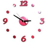 Nombres 3D Diy Romain Mur Acrylique Miroir Autocollant Horloge Décoration Intérieure Stickers Mural Rouge PL603