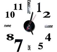 Nombres 3D Diy Romain Mur Acrylique Miroir Autocollant Horloge Décoration Intérieure Stickers Mural Noir PL624