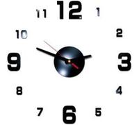 Nombres 3D Diy Romain Mur Acrylique Miroir Autocollant Horloge Décoration Intérieure Stickers Mural Noir PL636