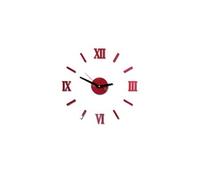 Nombres 3D Diy Romain Mur Acrylique Miroir Autocollant Horloge Décoration Intérieure Stickers Mural Rouge PL611 Rouge G