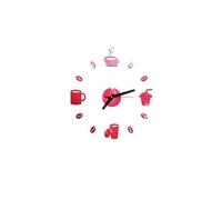 Nombres 3D Diy Romain Mur Acrylique Miroir Autocollant Horloge Décoration Intérieure Stickers Mural Rouge PL595