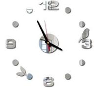 Nombres 3D Diy Romain Mur Acrylique Miroir Autocollant Horloge Décoration Intérieure Stickers Mural Argent PL621 Argent G
