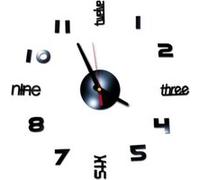 Nombres 3D Diy Romain Mur Acrylique Miroir Autocollant Horloge Décoration Intérieure Stickers Mural Noir PL628