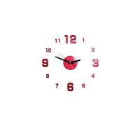 Nombres 3D Diy Romain Mur Acrylique Miroir Autocollant Horloge Décoration Intérieure Stickers Mural Rouge PL635