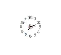 Nombres 3D Diy Romain Mur Acrylique Miroir Autocollant Horloge Décoration Intérieure Stickers Mural Argent PL602