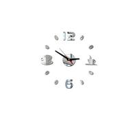 Nombres 3D Diy Romain Mur Acrylique Miroir Autocollant Horloge Décoration Intérieure Stickers Mural Argent PL617