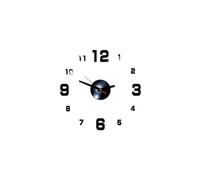 Nombres 3D Diy Romain Mur Acrylique Miroir Autocollant Horloge Décoration Intérieure Stickers Mural Noir PL636