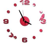 Nombres 3D Diy Romain Mur Acrylique Miroir Autocollant Horloge Décoration Intérieure Stickers Mural Rouge PL619
