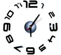 Nombres 3D Diy Romain Mur Acrylique Miroir Autocollant Horloge Décoration Intérieure Stickers Mural Noir PL640 Noir G