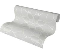 Non-tissé à fleurs pailletées, gris, 1 m x 0,53 m, fabriqué en Allemagne