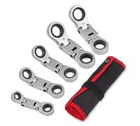 NONDK Clé à Rochet Stubby 5PCS Double Box End Flex-Head Double-Headed de Clés à Rochet Métrique 8 10 12 13 14 15 16 17 18 19mm