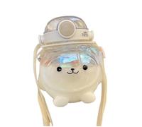 NONDK Gourde pour Enfants Grande Capacité 1000 ML, Motif Ours Mignon, avec Paille, Blanche