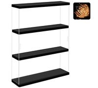 NONEMEY Vitrine Murale pour Collection en Acrylique avec Guirlandes Lumineuses - Boîte Vitrine Anti-Poussière à 2/3 Niveaux pour Figurines et Lego (Noir, 30×8.5×37.8 cm)