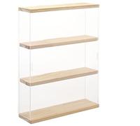 NONEMEY Vitrine Murale pour Collection en Acrylique avec Guirlandes Lumineuses - Boîte Vitrine Anti-Poussière à 2/3 Niveaux pour Figurines et Lego (Bois, 30×8.5×37.8 cm)