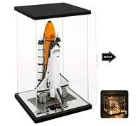 NONEMEY Vitrine pour Collection en Acrylique avec Guirlande Lumineuse - Boîte Vitrine Anti-Poussière pour Figurines, Modèles(Noir, 15x15x25 cm)
