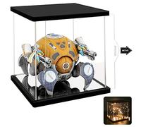 NONEMEY Vitrine pour Collection en Acrylique avec Guirlande Lumineuse - Boîte Vitrine Anti-Poussière pour ballon de football, Figurines, Modèles (Noir, 25x25x25 cm)