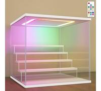 NONEMEY Vitrine pour Collection en Acrylique Transparente avec Éclairage LED RVB Télécommandé - Présentoir Anti-Poussière 2/3/4/5/6 Niveaux pour Figurines et Lego (Blanc, 5Tier-31.5x31x30cm)