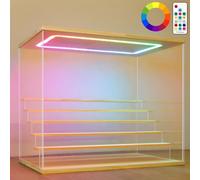 NONEMEY Vitrine pour Collection en Acrylique Transparente avec Éclairage LED RVB Télécommandé - Présentoir Anti-Poussière 2/3/4/5/6 Niveaux pour Figurines et Lego (Bois, 6Tier-49x30x40cm)