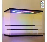 NONEMEY Vitrine pour Collection en Acrylique Transparente avec Éclairage LED RVB Télécommandé - Présentoir Anti-Poussière 2/3/4/5/6 Niveaux pour Figurines et Lego (Noir, 3Tier-31.5x18x23cm)
