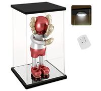 NONEMEY Vitrine pour Collection et Salon en Acrylique avec LED Télécommandée - Boîte Vitrine Anti-Poussière pour Labubu,1000% Bearbrick,Figurines,Modèles,voiture miniature (Noir, 40x30x76 cm)