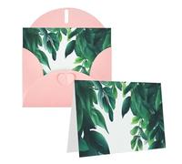 NONHAI Cartes de vœux avec enveloppes « Thinking of You » - Feuilles vertes tropicales - Carte vierge pour toutes les occasions - Pour anniversaire, fête prénatale, félicitations, mariage