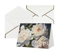 NONHAI Cartes de vœux avec enveloppes « Thinking of You » - Pivoine blanche - Carte vierge pour toutes les occasions - Cartes de vœux pour anniversaire, fête prénatale, félicitations, mariage,