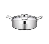 NonMiFyR Casserole Basse En Acier Inoxydable Compatible Induction Marmite à En Acier Inoxydable Multifonction Usteile Cuisson pr Familles, 28CM