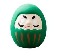 NonMiFyR Daruma Japonais Décoratif, Statuette en Céramique, Figurine Résistante Fabriquée à La Main, Idéale pour La Décoration Intérieure (Maison, Chambre, Bur, Vert