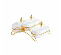NonMiFyR Snack Plateau Plateau à Servir Compartiment Support Fer avec Couvercle pour Déguster Fruits Secs Noix Apéritifs Convient pour Réception Hôtel Maison, Ambre, 3 Grilles A