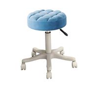 NonMiFyR Tabouret Roulant Tabouret Salon Tabouret à roulettes Tabouret Esthétique Hauteur Réglable en Cuir PU Imperméable Rembourrage Ergonomique Base Métalliq, Bleu