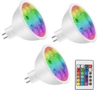 Noobibaba GU5.3 LED RGBW, ampoule 12V LED lampe MR16 changement de couleur, 4W GU5.3 RGBW base bi-broches, blanc chaud + 15 multicolore pour l’éclairage paysager (3 ampoules avec télécommande)