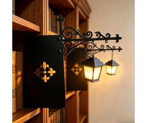 Nook Light, Bookshelf Lamp, Library Lantern Decorative Bookshelf Lighting, Lanterne De Bibliothèque Vintage En Bois, Éclairage De Table De Bureau Rustique，2PCS