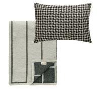 Noomi & Carmen Set Textile 1 Coussin + 1 Plaid Noir/Vert/Naturel