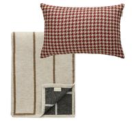 Noomi & Carmen Set Textile 1 Coussin + 1 Plaid Rouge/Naturel/Chameau