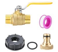 Noosverl Valve à bille en laiton 3/4" Vanne à Boisseau Sphérique, IBC Robinet à Bille Robinet DN20 Double Filetage Avec Poignée de Levier Avec Raccord Enfichable Convient Pour le Système Gardena