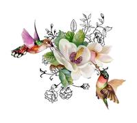 NOPOXA Autocollant de toilette Oiseaux et Fleurs Salle de bain WC Stickers muraux Adhésif puissant Fleurs Autocollant pour abattant WC