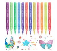 NOPVUFA Lot de 12 Feutres Paillettes, Marqueur De Peinture Acrylique Stylo Paillettes Imperméable pour Peinture sur Pierre, Céramique, Bois, Tissu, Scrapbooking, Cartes Ect À Pointe Extra-Fine 0,7 MM