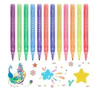 NOPVUFA Lot de 12 Feutres Paillettes, Marqueur De Peinture Acrylique Stylo Paillettes Imperméable pour Peinture sur Pierre, Céramique, Bois, Tissu, Scrapbooking, Cartes Ect À Pointe 3 MM