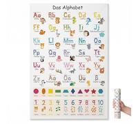 NOPVUFA Poster Alphabet Allemand et Chiffres pour Enfant - Affiche Éducative Animaux et Géométrie 40x60cm - Décoration Murale en Toile pour Chambre, Maternelle et École Primaire - sans Cadre