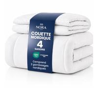 NORA HOME Couette 150x220 Blanc 4 Saisons adaptée pour Toute l'année. Lot de 2 couettes en Fibre 3D au Toucher de Plume. 3 en 1 (125 + 250 = 375 g/m²). Niveau Thermique de 1 à 4,5/5 - Duet