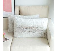 NordECO HOME - Lot de 2 housses de coussin de luxe en fausse fourrure polaire douce, coussin non inclus, dégradé marron, 30,5 x 50,8 cm