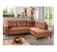 NORDIC - Canapé d'angle L - 5 places - Convertible - Industriel vintage - Droit - Marron