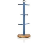 Nordic Porte Tasse à Café Arbre à 6 Tasses Acier au Carbone et Base en Bambou Nordic Bleu