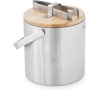 Nordic - Récipient pour glaçons - Double paroi - Isolant - Couvercle en bambou 100% naturel et clip en acier inoxydable 18/10 - 14 cm - Capacité : 1,3 l - INOX