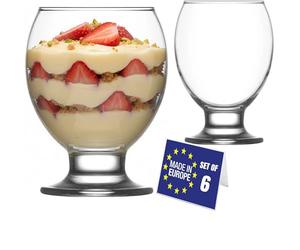 NORDIC SCHILLER Coupes à Glace en Verre Lot de 6 280ml 100% SANS PLOMB Verrines à Pied, Plats à Sundae, Verres à Crème Glace Pudding, Bols à Dessert, Ice Cream Bowls, Dessert Bowls