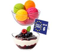 NORDIC SCHILLER Dessert Bols en Verre, Lot de 6, 215 ml, SANS PLOMB Verres à Dessert, Bols à Dessert en Verre, Bol à Crème Glacée en Verre, Bol à Tremper pour Tasses à Dessert, Sauces à Collation