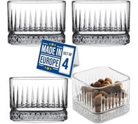 NORDIC SCHILLER Élégance Bols à Dessert Carrés en Verre, Lot de 4, 235ml 100% SANS PLOMB Bol en Verre, Coupelles en Verres, Bols à Sauce Empilables, Verres à Dessert Pudding, Tasses Sauces à Collation