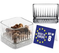 NORDIC SCHILLER Élégance Bols à Dessert Carrés en Verre, Lot de 8, 235ml 100% SANS PLOMB Bol en Verre, Coupelles en Verres, Bols à Sauce Empilables, Verres à Dessert Pudding, Tasses Sauces à Collation